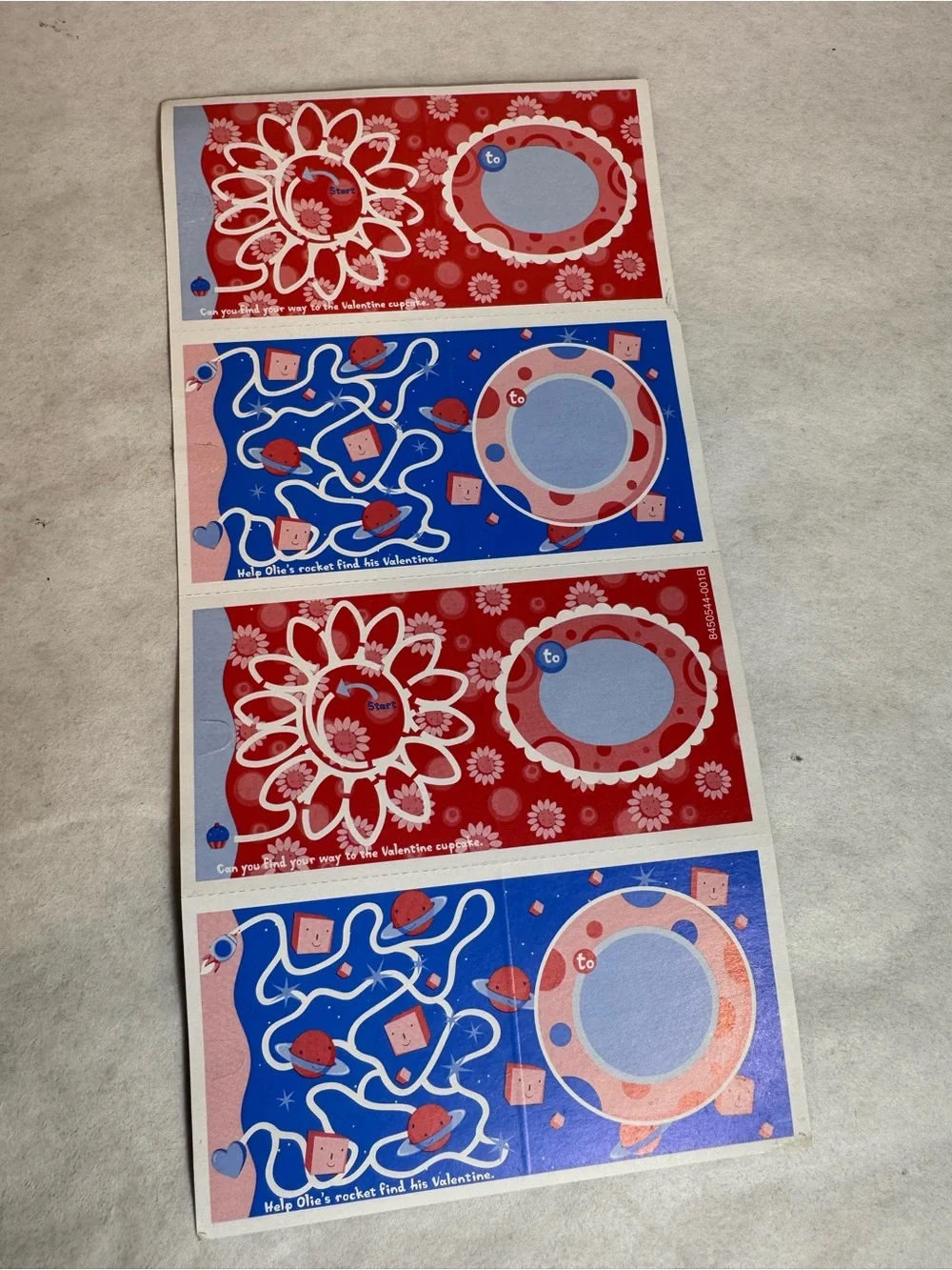 Vintage Unused Sheet Of 4 Rollie Pollie Ollie Valentines Cards NO Envelopes